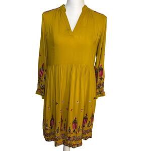 Anthropologie Floreat Raella embroidered front pockets tunic dress size XS